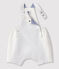 Kurze Baby-Latzhose aus Leinen für Jungen weiss MARSHMALLOW