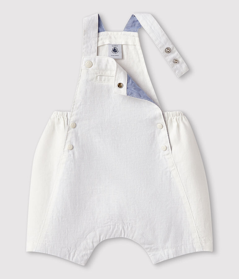 Kurze Baby-Latzhose aus Leinen f&uuml;r Jungen weiss