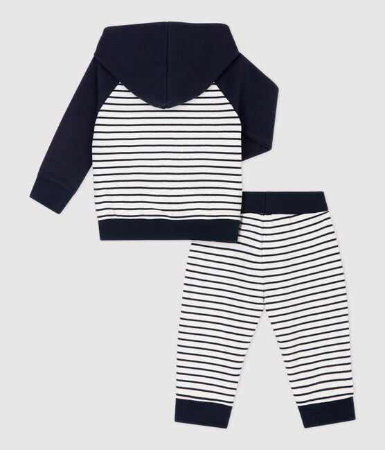 Baby-Jogginganzug aus Molton blau SMOKING/weiss MARSHMALLOW