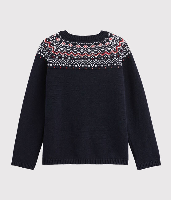 Kinder-Cardigan aus Wolle und Baumwolle für Mädchen blau SMOKING/weiss MULTICO