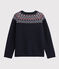 Kinder-Cardigan aus Wolle und Baumwolle für Mädchen blau SMOKING/weiss MULTICO
