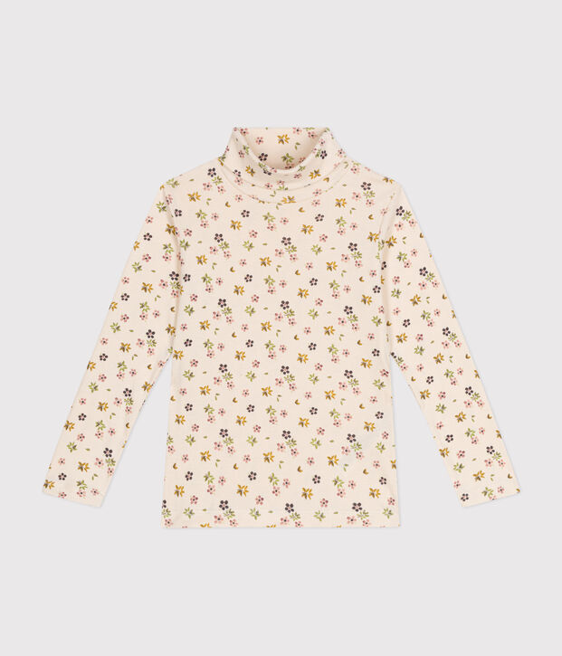 Kinder-Rollkragenshirt f&uuml;r M&auml;dchen naturfarben/vielfarbig