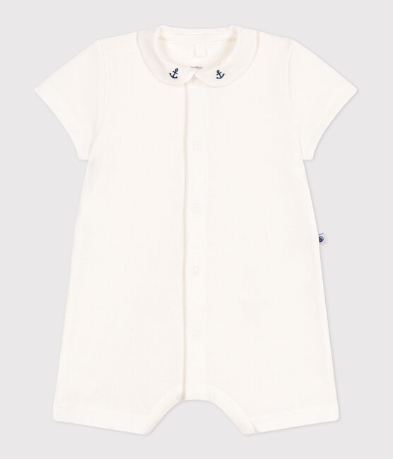 Baby-Strampler aus Baumwolle mit besticktem Kragen weiss MARSHMALLOW