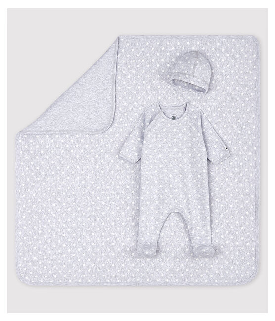Baby-Geschenk-Set in meliertem Grau aus Bio-Baumwolle variante 1