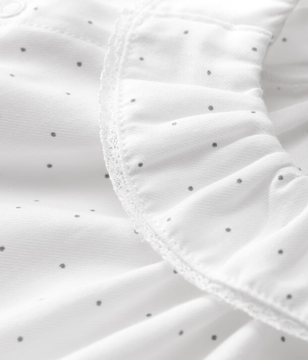 Baby-Kleid aus Bio-Baumwolltwill f&uuml;r M&auml;dchen weiss/grau