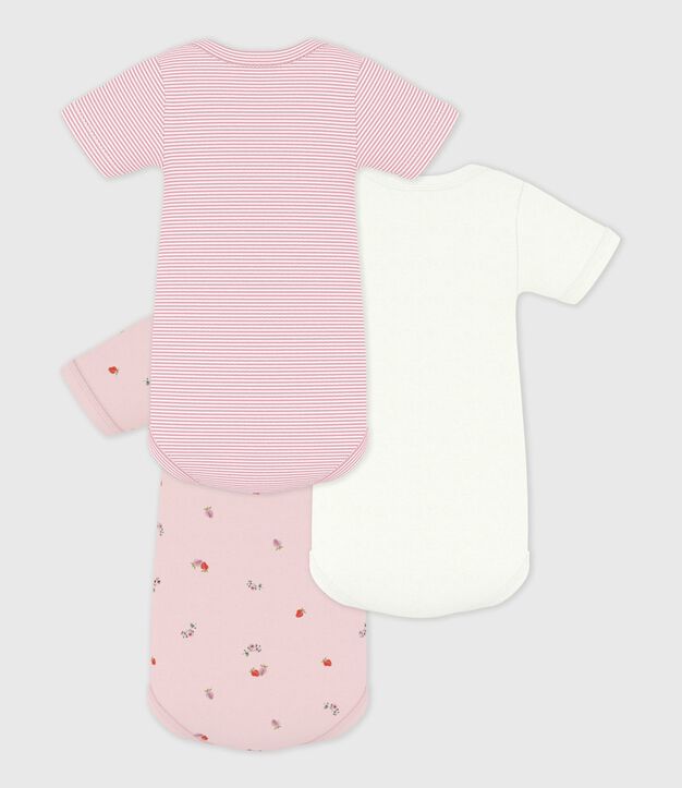Set kurz&auml;rmelige Baby-Bodys aus Baumwolle mit Blumenmuster vielfarbig