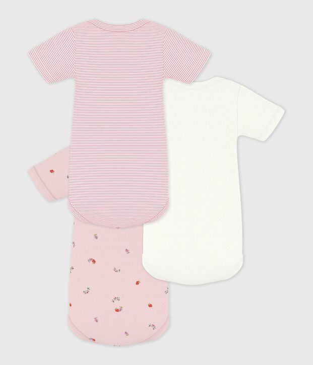 Set kurz&auml;rmelige Baby-Bodys aus Baumwolle mit Blumenmuster vielfarbig
