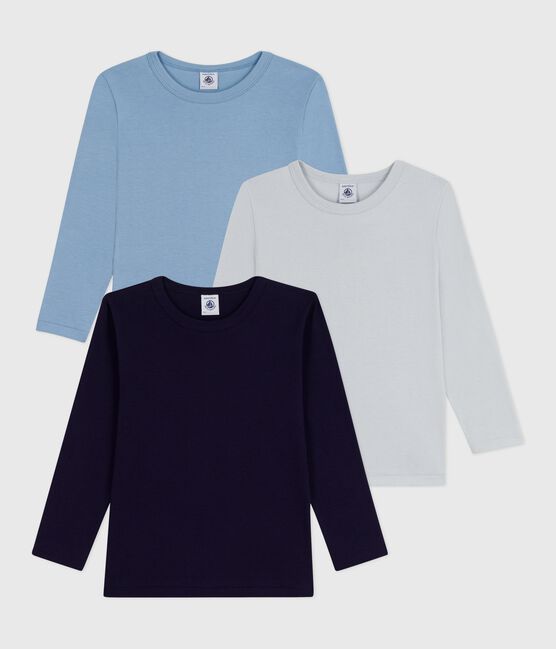 Set langärmeliger Kinder T-Shirts aus einfarbiger Baumwolle variante 1