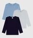 Set langärmeliger Kinder T-Shirts aus einfarbiger Baumwolle