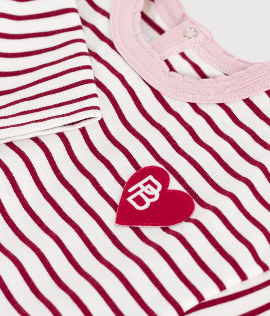 Langärmeliges Baby-T-Shirt aus Baumwolle mit Streifen rot MILK/ AMARANTE