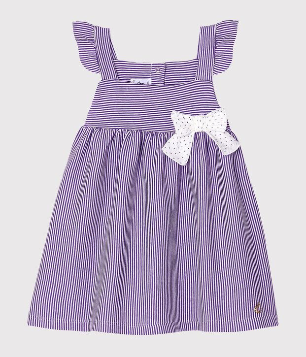 Babykleid mit Milleraies-Streifen f&uuml;r M&auml;dchen violett/weiss