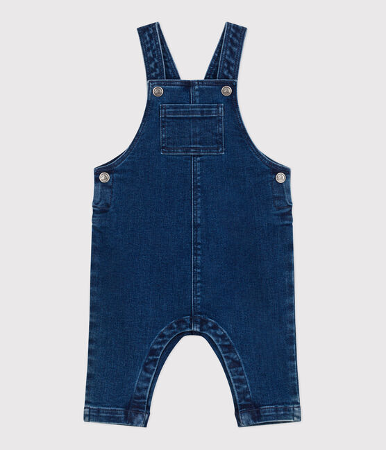 Langbeinige Baby-Latzhose aus Jeansstoff mit Elastan.  blau DENIM MOYEN