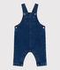 Langbeinige Baby-Latzhose aus Jeansstoff mit Elastan.