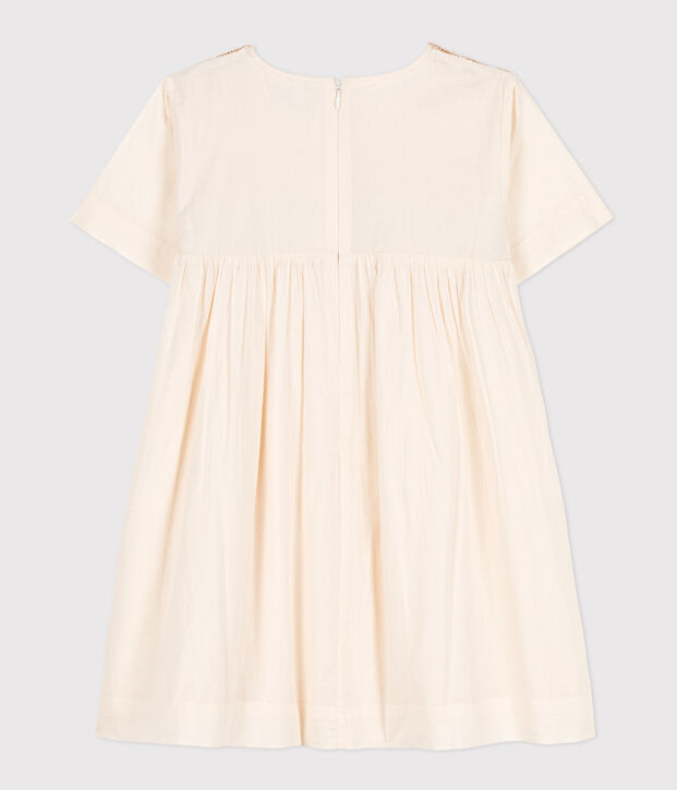 Kinderkleid aus Popeline f&uuml;r M&auml;dchen naturfarben