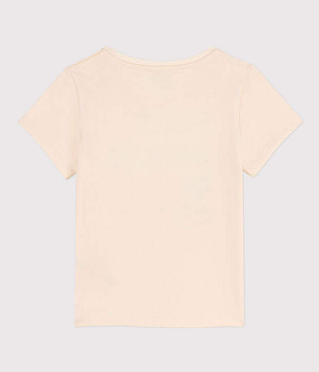 Kurz&auml;rmeliges bedrucktes Kinder-T-Shirt f&uuml;r M&auml;dchen naturfarben/blau