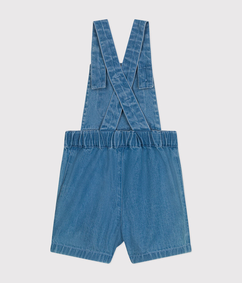Kurze Baby-Latzhose aus leichtem Denim blau