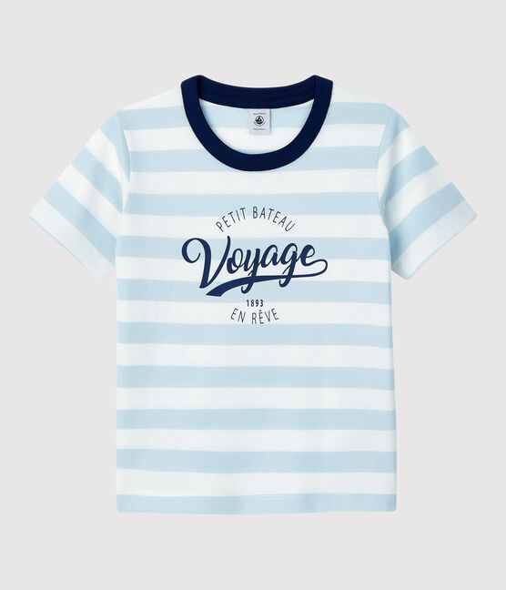 Kurzärmeliges T-Shirt aus Baumwolle für Jungen PLEINAIR/ MARSHMALLOW