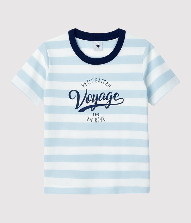 Kurz&auml;rmeliges T-Shirt aus Baumwolle f&uuml;r Jungen blau/weiss