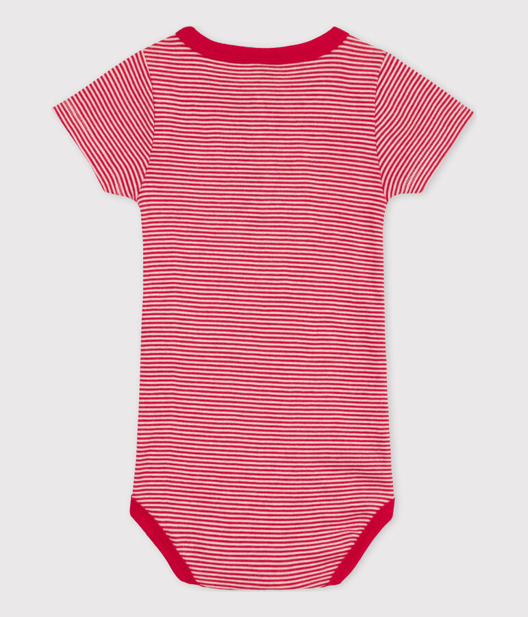 Kurz&auml;rmeliger Baby-Body aus Baumwolle mit Ringelstreifen rot/weiss