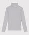 Rollkragenshirt aus Baumwolle für Damen weiss MARSHMALLOW/blau SMOKING