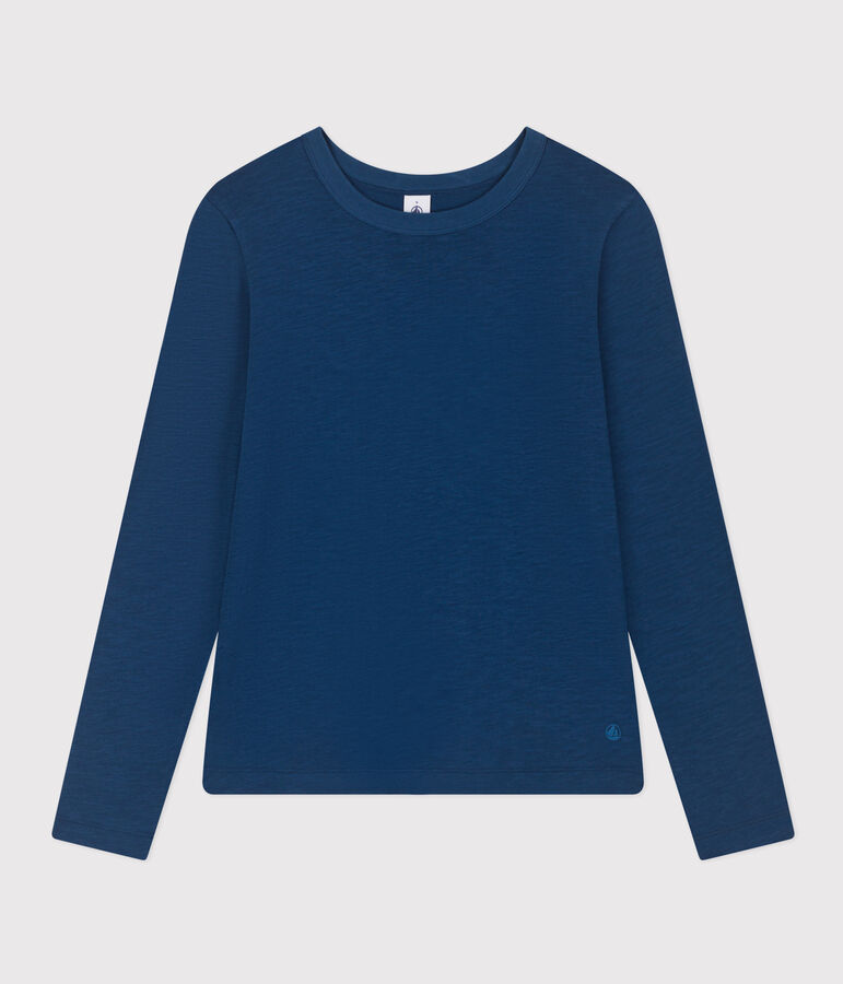 Damen-T-Shirt LE DROIT aus Baumwolle mit Rundhalsausschnitt blau
