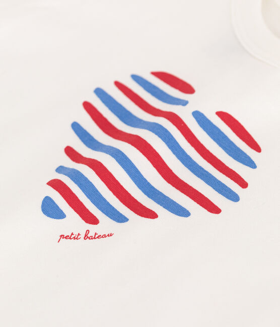 Kurzärmeliges Baby-T-Shirt aus einfarbiger Baumwolle weiss MARSHMALLOW/weiss MULTICO