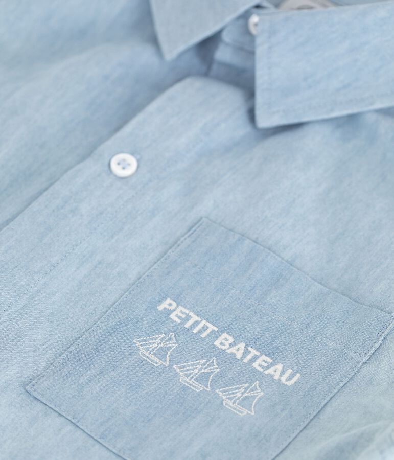 Kurz&auml;rmeliges Kinder-Hemd aus Baumwolle blau BLEU CLAIR