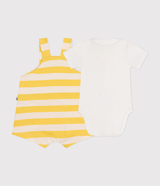 Baby-Latzhosen-Kombination aus geflammtem Jersey gelb NECTAR/ AVALANCHE