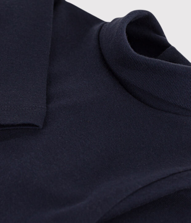 Lang&auml;rmeliger Baby-Body aus Baumwolle mit Rollkragen blau