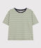 Damen-T-Shirt Le Boxy aus gestreifter Baumwolle grün CROCO/ AVALANCHE