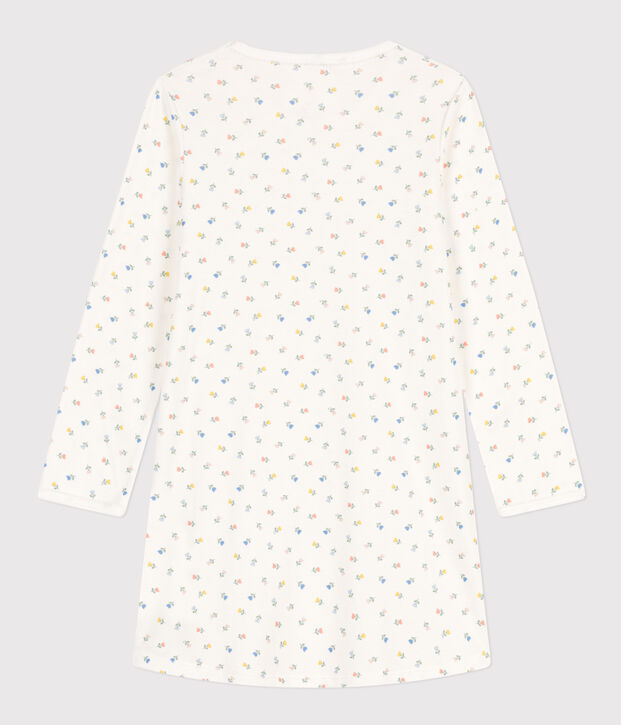 Baumwoll-Nachthemd mit Blumenmotiv f&uuml;r M&auml;dchen weiss/vielfarbig
