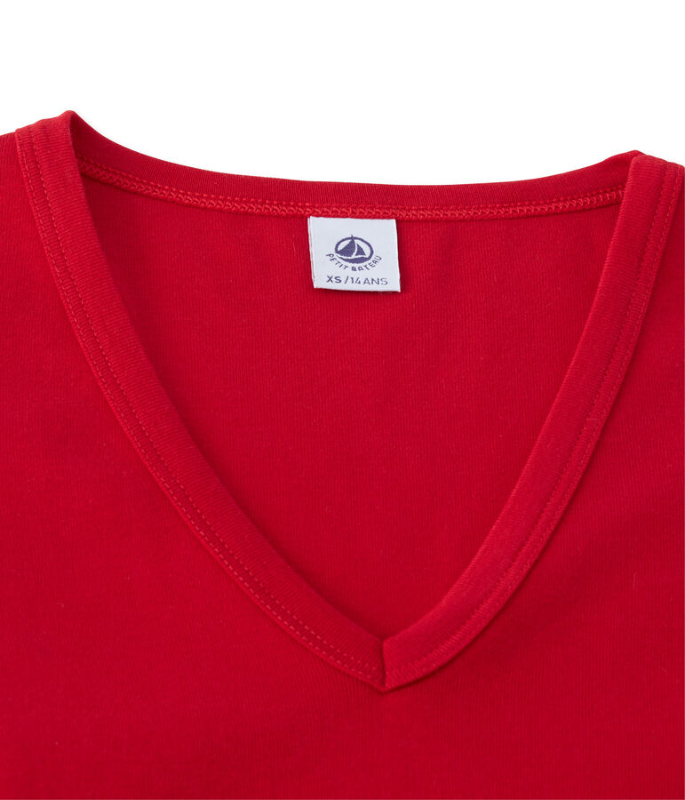Damen-Langarmshirt mit V-Ausschnitt rot Mars
