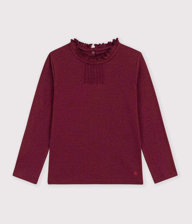 Lang&auml;rmeliges einfarbige Kinder-T-Shirt mit Kragen TRUFFE