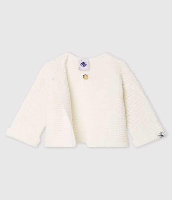 Baby-Cardigan aus Bio-Baumwollstrick weiss MARSHMALLOW