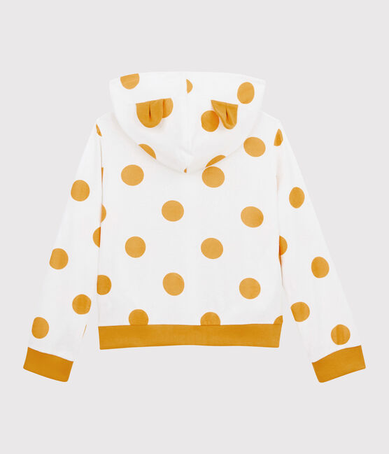 Kinder-Sweatshirt mit Kapuze für Mädchen weiss MARSHMALLOW/gelb BOUDOR