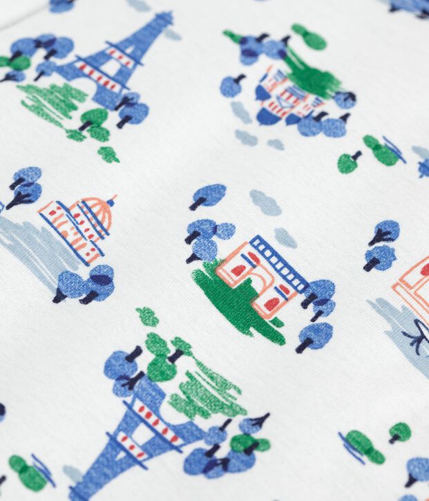 Wendbare Baby-Weste aus Baumwolle mit Paris-Motiv weiss/vielfarbig