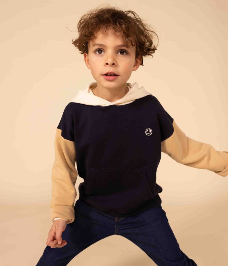 Kinder-Sweatshirt mit Kapuze f&uuml;r Jungen blau/vielfarbig