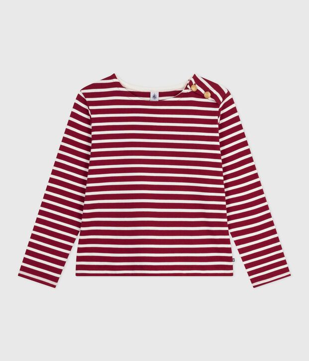 Damen-Streifenshirt Marini&egrave;re aus Baumwolle rot/naturfarben