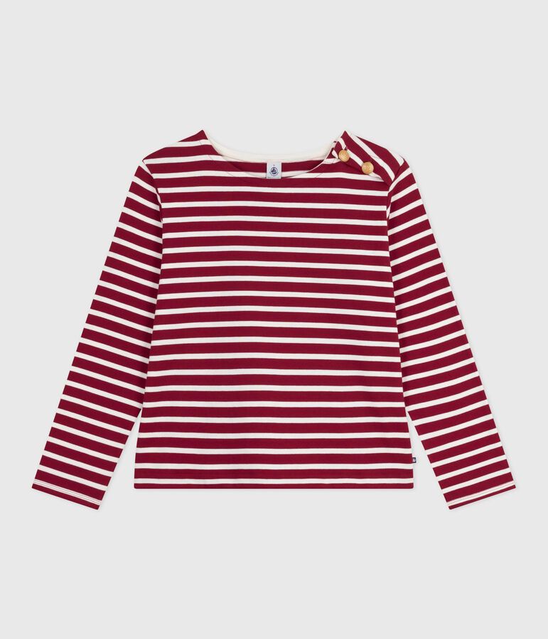 Damen-Streifenshirt Marini&egrave;re aus Baumwolle rot/naturfarben