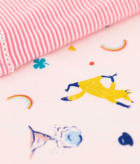 Kinder-Kurzpyjama aus Baumwolle für Mädchen rosa FLEUR/weiss MULTICO