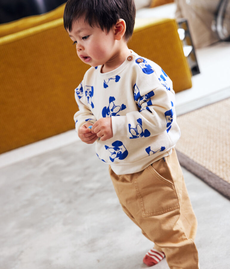 Baby-Sweatshirt aus bedrucktem Molton naturfarben/vielfarbig
