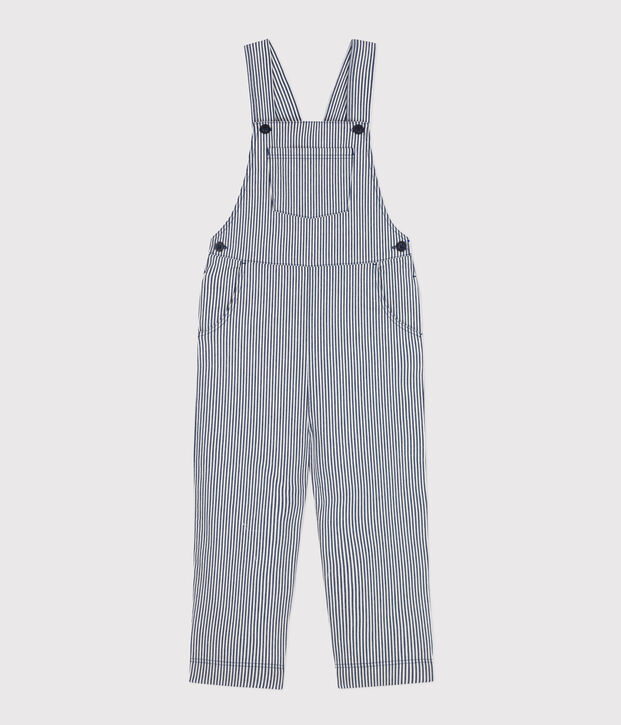 Kinderlatzhose aus gestreiftem Baumwollcanvas f&uuml;r M&auml;dchen blau/weiss
