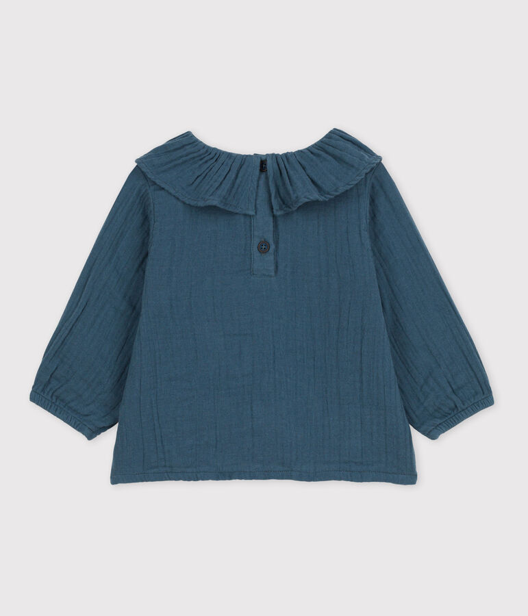 Lang&auml;rmelige Babybluse aus Musselin-Stoff grau