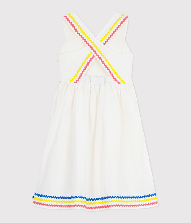 Langes Kinder-Tr&auml;gerkleid aus Baumwolle weiss