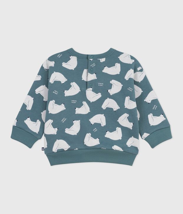 Baby-Sweatshirt aus Baumwolle mit B&auml;rmotiv grau/vielfarbig