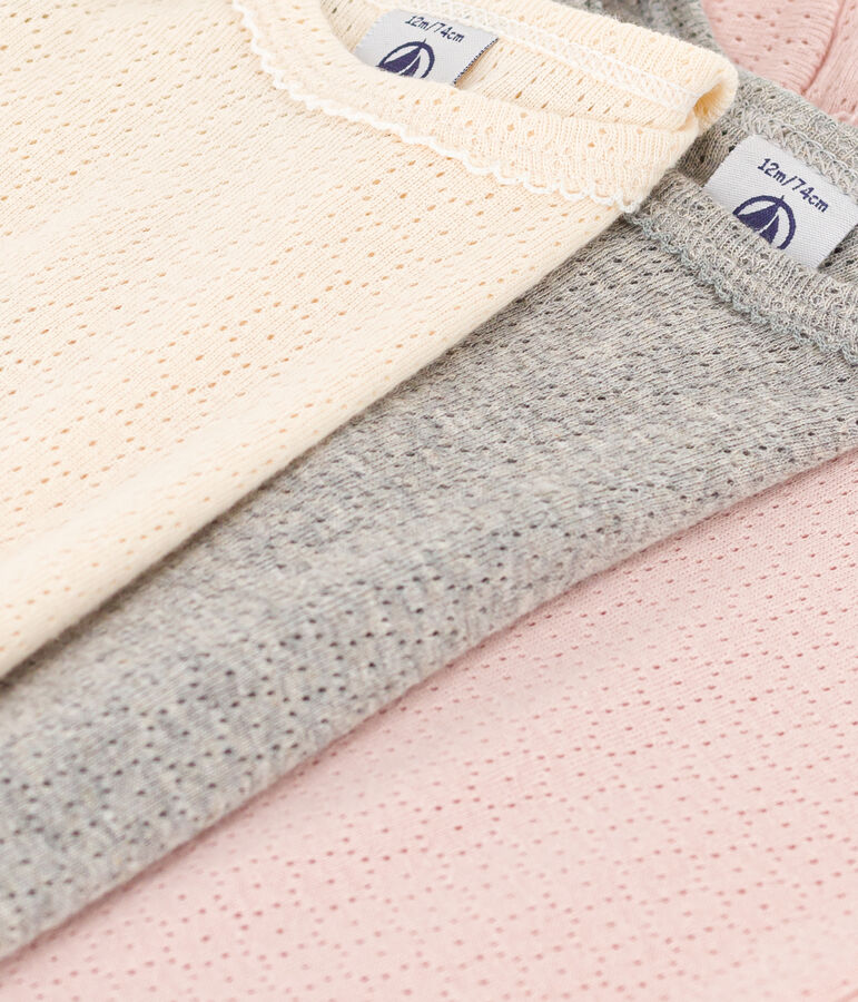 3er-Set lang&auml;rmelige einfarbige Bodys aus Baumwolle vielfarbig