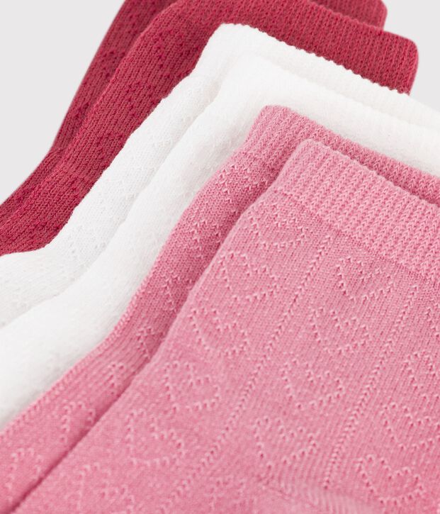 3er-Set Baby-Socken aus Baumwolle mit Herz-Lochstickerei vielfarbig