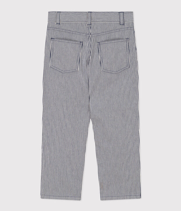 Kinderhose aus gestreiftem Baumwoll-Canvas f&uuml;r Jungen blau/weiss