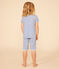 Kinder-Capripyjama aus Baumwolle mit Blumenmuster blau MARSHMALLOW/ INCOGNITO