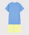 Kinderkurzpyjama aus Rippstrick in Blau und Gelb blau EDNA/naturfarben MULTICO